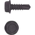 #8 x 1/2 in Steel HEX Washer Head Screw in Black, Drill Bit TEK Point, 250 Pack