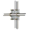 Universal Crossover Clamp for 1 - 2.9 in OD Round Members, Galvanized