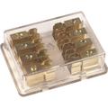 Fuse Block, 4 Line AGU, gold, clear cover